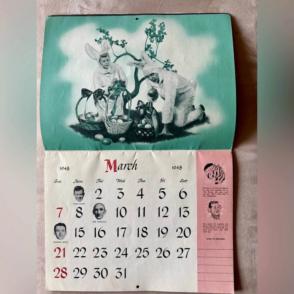 1948 Calendar RARE “Your Morning Matinee” Good Vintage Condition